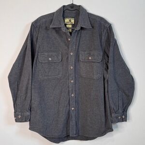 Field & Stream Men's Dark Gray Flannel Heavyweight Thick Button Up Shirt Size M